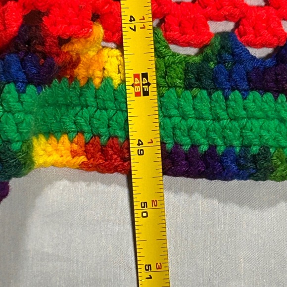 Granny Square Crochet Afghan Blanket Throw Rainbow Handmade Colorful 48x49 - Picture 5 of 8